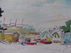 SYLVIA A. ALDBURGHEM. 20th.C. ARR. HAMPSTEAD FAIR, TWO WATERCOLOURS, LARGEST. 26 x 34.5cms (2).