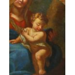 OLD MASTER SCHOOL. MADONNA AND CHILD, SHAPED OIL ON CANVAS LAID DOWN. 40 x 24cms.