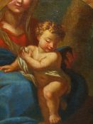 OLD MASTER SCHOOL. MADONNA AND CHILD, SHAPED OIL ON CANVAS LAID DOWN. 40 x 24cms.