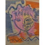 COLIN SEALY (1891-1964). ARR. STUDY OF A FACE, COLOUR LITHOGRAPH 27.5 x 21.5cms.