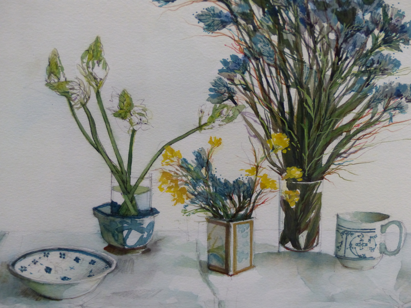 PAM TIPPETT (1950-). ARR. A STILL LIFE STUDY, SIGNED WATERCOLOUR. 36.5 x 27cms TOGETHER WITH TWO - Image 6 of 8
