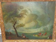 C DEL CAMINO. EARLY 20th CENTURY SCHOOL. A FETE CHAMPETRE, SIGNED OIL ON CANVAS, INSCRIBED VERSO. 58