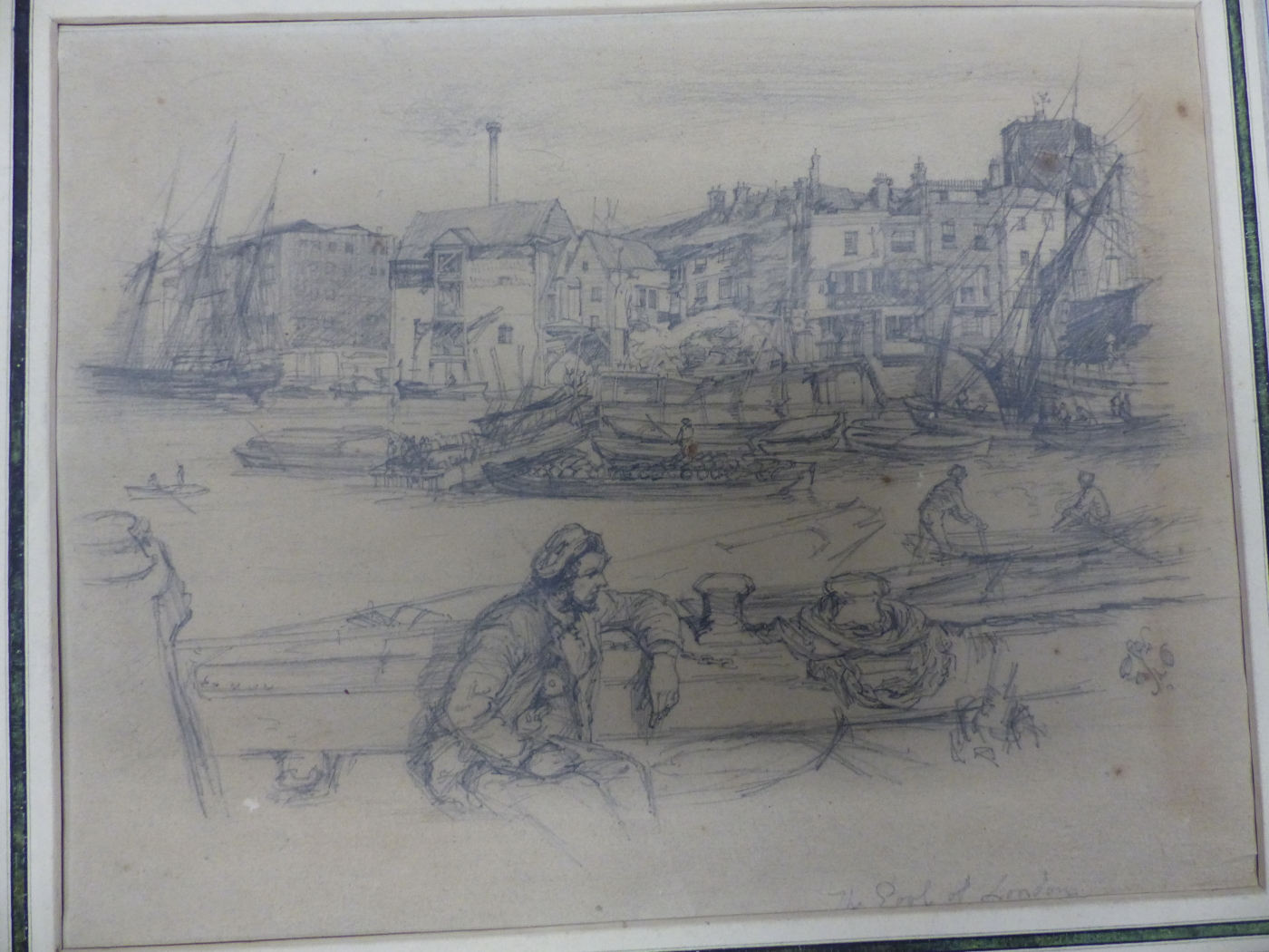 LATE 19th.C. ENGLISH SCHOOL. THE POOL OF LONDON, PENCIL DRAWING, UNFRAMED. 20 x 26cms.