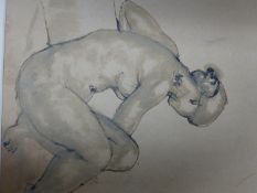 LEON UNDERWOOD (1890-1975) ARR. STANDING NUDE, SIGNED AND DATED 1939, WATERCOLOUR 27.5 x 19cms,