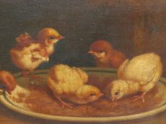 19th.C.ITALIAN SCHOOL. THE PECKING ORDER, SIGNED INDISTINCTLY AND LOCATED ROME, OIL ON CANVAS 32 x