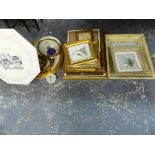 A COLLECTION OF DECORATIVE GILT FRAMED PRINT AND PICTURES.