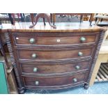 WILLIAM IV MAHOGANY BOW FRONT FOUR DRAWER CHEST.