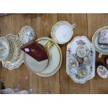 A CRESCENT & SONS PART PORCELAIN TEA SET, A MINIATURE TEA SET, A HALCYON DAYS AND LIMOGES TRINKET