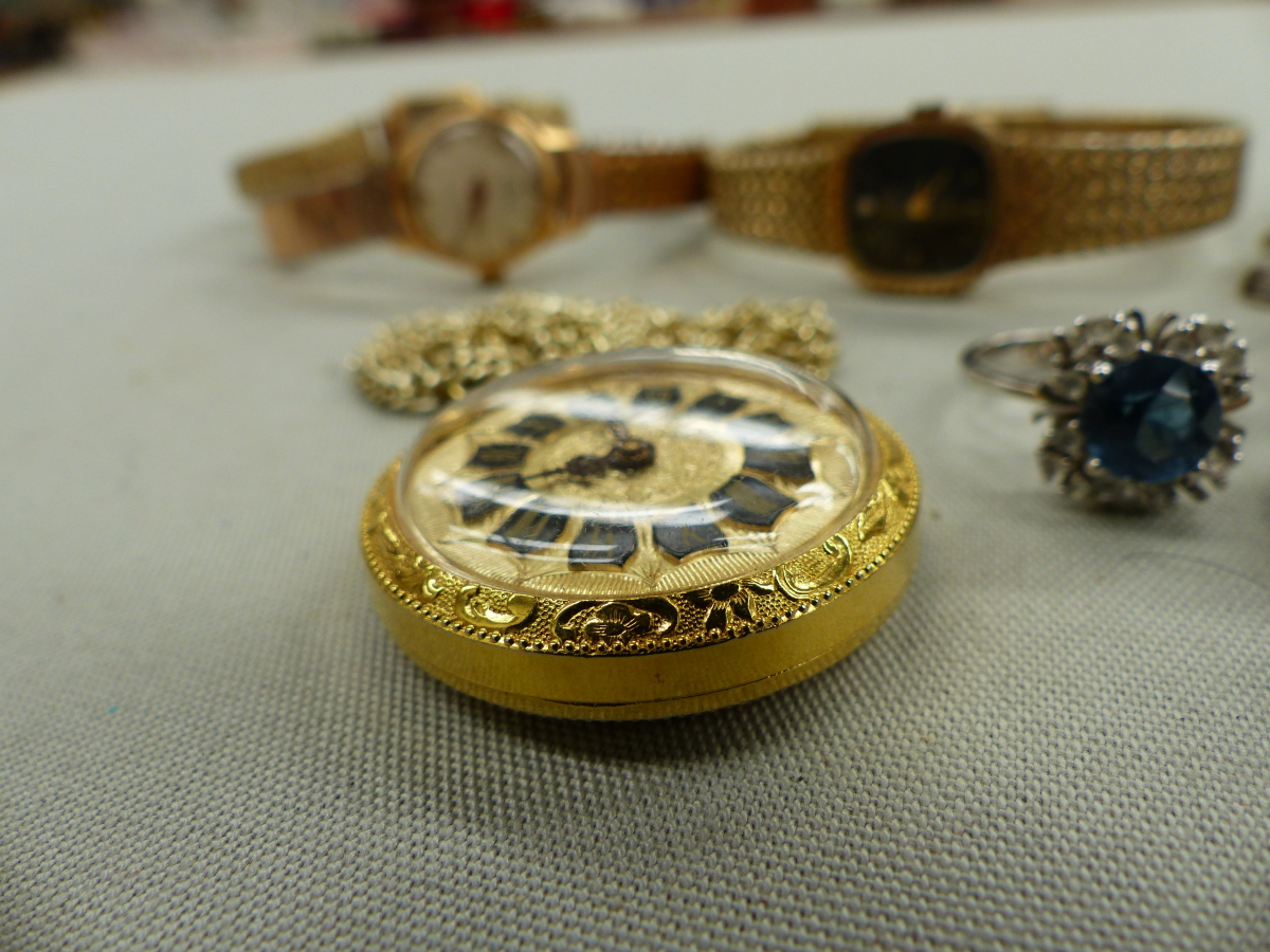 AN 18K GOLD HEAD ONLY MILUS WATCH, TOGETHER WITH A CARDINAL FOB PENDANT WATCH, A PONTAC WATCH AND - Image 7 of 7