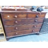 A 19TH C. MAHOGANY CHEST OF DRAWERS AND A PAINTED PINE CHEST OF DRAWERS.