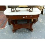 A VICTORIAN MARBLE TOP WASH STAND.