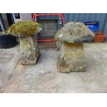 TWO STADDLE STONES.