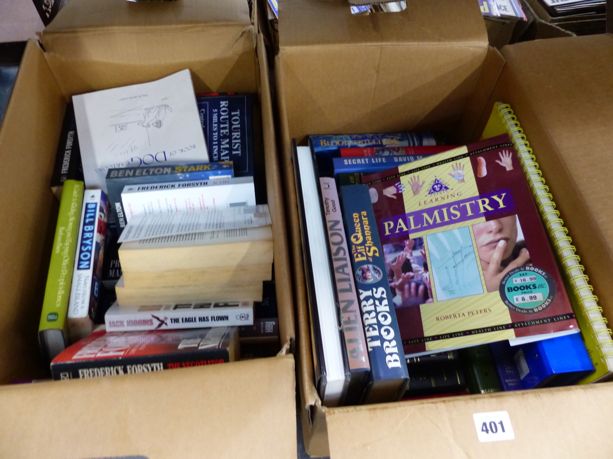 TWO BOXES OF VARIOUS BOOKS.