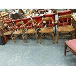 FIVE VICTORIAN STYLE CAPTAINS ARM CHAIRS.