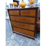 A LATE VICTORIAN CHEST OF TWO SHORT AND THREE LONG DRAWERS.