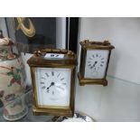 TWO VINTAGE CARRIAGE CLOCKS.