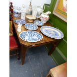 AN ANTIQUE PINE SMALL SCULLERY TABLE.