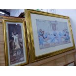 TWO GILT FRAMED DECORATIVE CLASSICAL PRINTS.