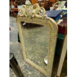 AN ANTIQUE PAINTED FRAME MIRROR.