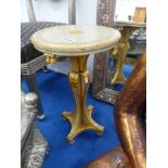 A PAIR OF SMALL PAINTED GILT OCCASIONAL TABLES.