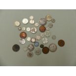 A SMALL COLLECTION OF COINS TO INCLUDE SILVER ETC.
