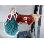 DOULTON CLASSICS FIGURINE, AND A MELBA WARE BULL.