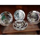 10 SILVER PLATED PLATTERS WITH CRESTS.