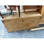 A VICTORIAN PINE BLANKET BOX.