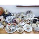 A QUANTITY OF COMMEMORATIVE WARES AND OTHER ORNAMENTAL CHINA WARES.