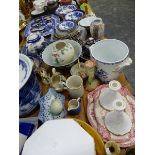 AN EXTENSIVE COLLECTION OF MISC. CHINAWARES TO INCLUDE , A BOOTHS, REAL OLD WILLOW PATTERN DINNER