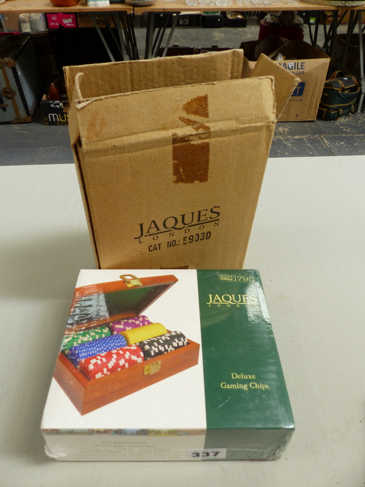 JAQUES LONDON TWO BOXES OF GAMING CHIPS.