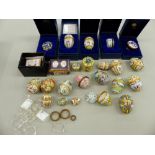 A COLLECTION OF HALCYON DAYS EASTER EGG ENAMELLED BOXES ETC.
