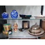 VARIOUS PLATED WARE, ORIENTAL VASES ETC.