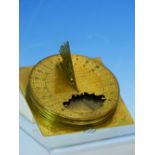 A FINE 17th / 18th CENTURY FRENCH BRASS HORIZONTAL COMPASS SUNDIAL MICHAEL BUTTERFIELD, PARIS, CIRCA