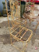 A SET OF EIGHT WROUGHT IRON PATIO CHAIRS.