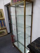AB ART DECO GLAZED BRONZE DISPLAY CASE, THE DOORS TO THE NARROW SIDES ENCLOSING FOUR SHELVES ADJUST