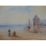 EDWARD EMERSON (20th.C. SCHOOL). ARR. 'ON THE SHORE'. WATERCOLOUR, SIGNED. 38 x 53cms.