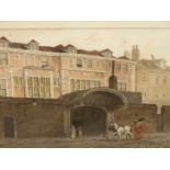 G. SHEPERD (1784-1862). WINCHESTER HOUSE, MOREFIELDS. SIGNED AND DATED 1810, WATERCOLOUR. THOMAS