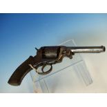 A VICTORIAN ADAMS PERCUSSION REVOLVER .38 CALIBRE . TOP STRAP SIGNED J ADAMS & CO. SIDE MOUNTED