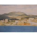 ADOLPHE VALETTE (1876-1942). 'MEDITERRANEAN SCENE'. WATERCOLOUR, SIGNED, GALLERY LABEL VERSO. 26 x