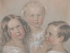 GEORGE PYCOCK. GREEN (MID 19th.C. ENGLISH SCHOOL). PORTRAIT OF THREE CHILDREN. SIGNED AND DATED