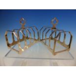 A PAIR OF HALLMARKED SILVER FOUR SLICE TOAST RACKS, DATED 1937 SHEFFIELD FOR VINERS'S LTD. GROSS