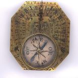 AN EARLY 18TH CENTURY FRENCH BRASS BUTTERFIELD TYPE COMPAS SUNDIAL NICHOLAS BION, PARIS, THE