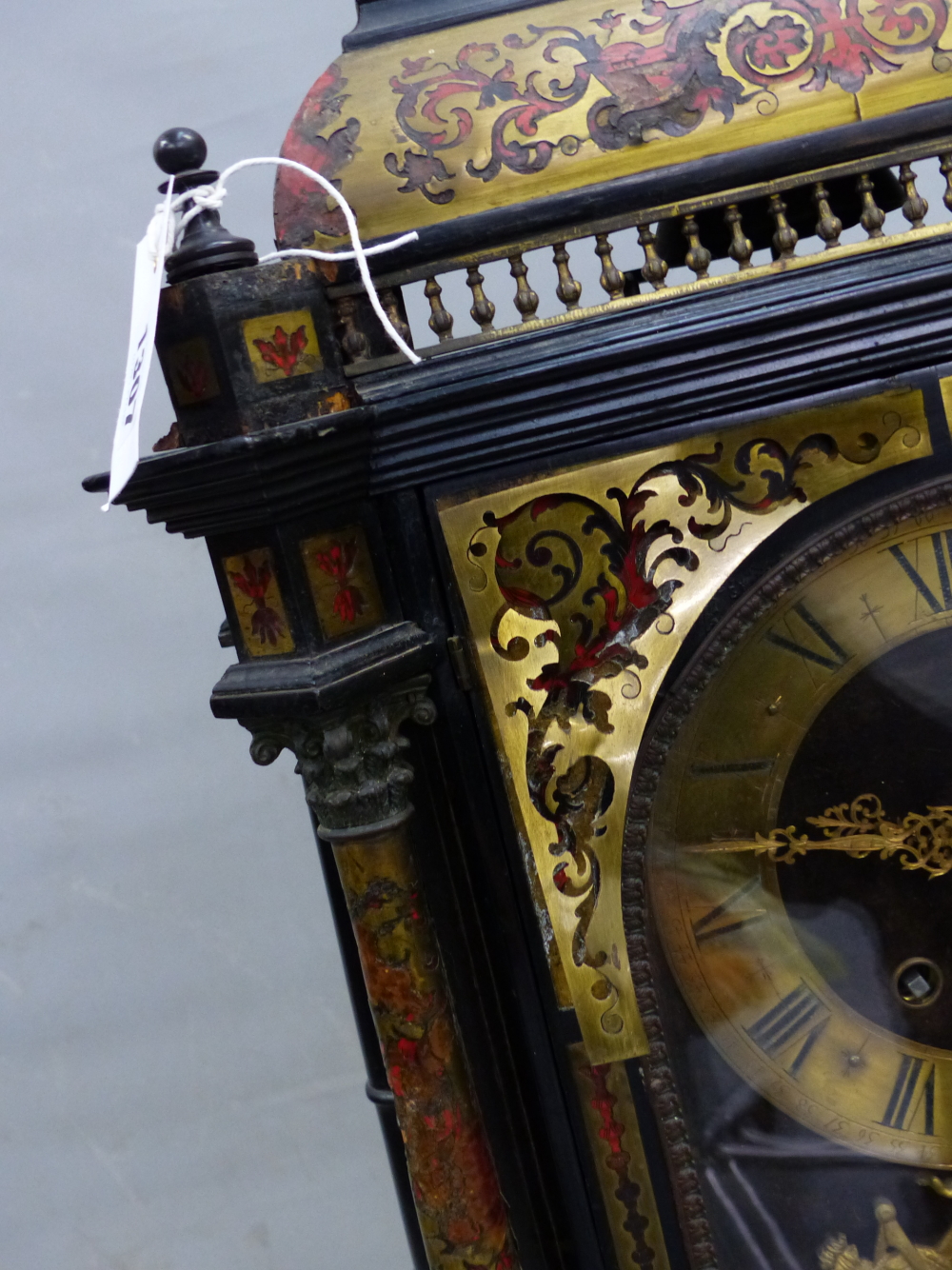 AN 18th C. AND LATER BOULLE CASED MANTEL CLOCK SIGNED J ARTUS PARIS BELOW A FIGURE OF ATLAS - Image 3 of 29