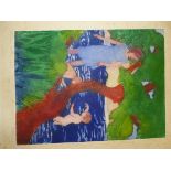 WINIFRED PETARD (1908-1996). ARR. CHILDREN BATHING. PENCIL SIGNED COLOUR ETCHING, UNFRAMED. SHEET