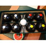 THREE BOXED SETS OF INDOOR CARPET BOWLS.