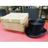 A TRESS & Co. BLACK SILK TOP HAT MADE FOR J E WHITE OF WARRINGTON IN LINCOLN BENNETT BOX WITH SPATS,