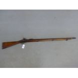 AN 1860 PATTERN ENFIELD 3 BAND PERCUSSION RIFLE .577 CALIBRE, THE LOCK STAMPED WITH CROWNED VR AND