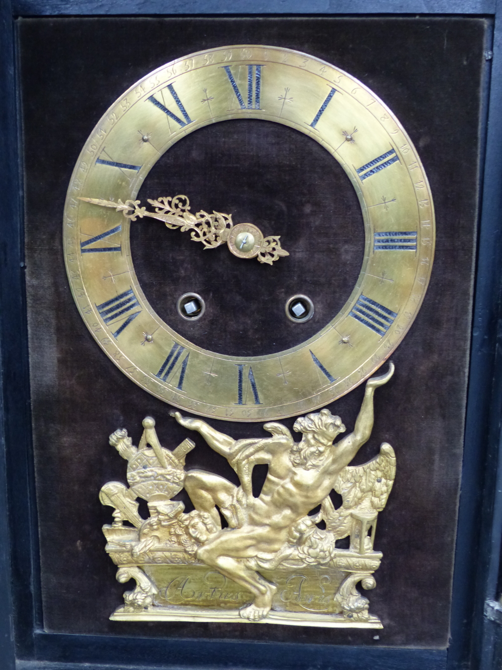 AN 18th C. AND LATER BOULLE CASED MANTEL CLOCK SIGNED J ARTUS PARIS BELOW A FIGURE OF ATLAS - Image 8 of 29
