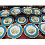 A 19th C. ENGLISH PORCELAIN PART DESSERT SET, EACH PIECE PAINTED WITH PATTERN NUMBER D4403H OF A